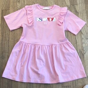 Escada Pink Ruffle-Trim Logo Girls' Dress